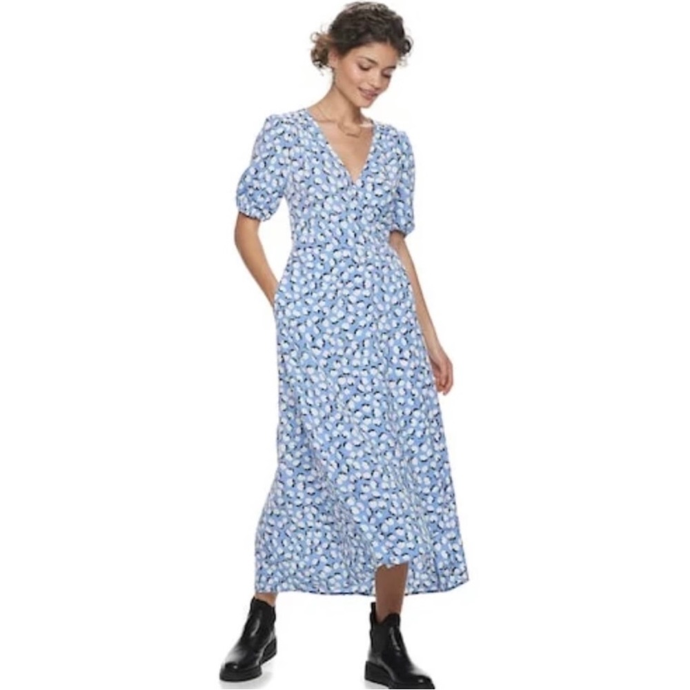 Popsugar Cotton Balls Blue Maxi Dress Size XXL